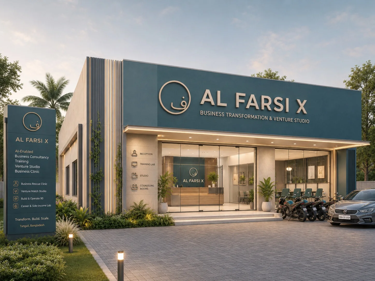 AL FARSI X trust-first business transformation campus concept