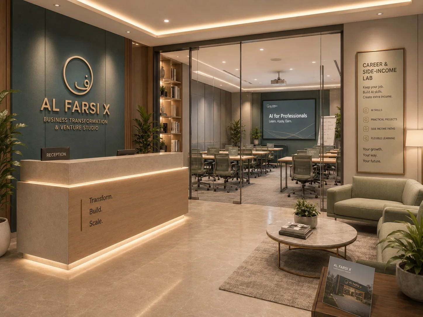 Calm AL FARSI X reception and training environment